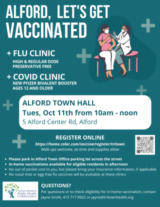 FLU and COVID clinic Oct 11th, 10am-noon