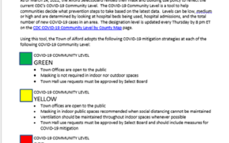 COVID Plan based on CDC Community Level